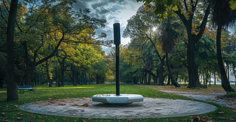 Poster - Big island like internet router in the park.