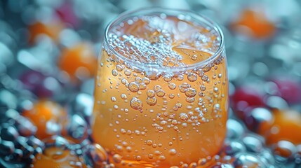 Poster - Extreme of sparkling water in a clear glass macro.