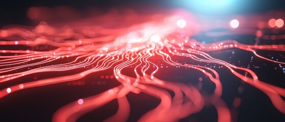 Poster - A mesmerizing abstract image featuring flowing red and blue lights that evoke a sense of digital energy and movement.