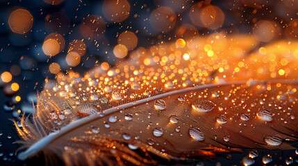 Wall Mural - Abstract macro image of dandelion seeds with water drops