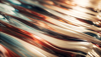 Poster - Colorful ripples dance across a smooth surface, blending warm and cool tones into a tranquil and captivating pattern. Soft reflections enhance the artistic vibe
