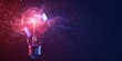 © Marharyta - An exploding light bulb creates a vibrant display of red and blue sparks against a dark background
