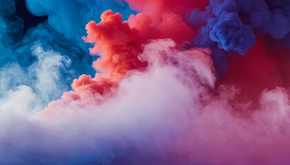Poster - Whirling clouds of colorful smoke in shades of blue, pink, and purple blend together artistically. The dynamic movement and colors evoke a sense of creativity and energy