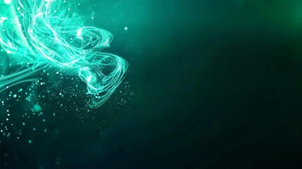 Poster - A vibrant, abstract background featuring swirling green light effects against a dark backdrop, creating a sense of depth and movement.