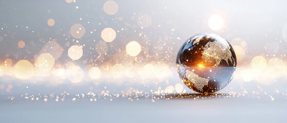 Poster - A reflective sphere surrounded by shimmering lights, creating a magical and ethereal atmosphere.