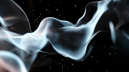 Poster - creative digital abstract artwork featuring flowing lines and particles on a dark background