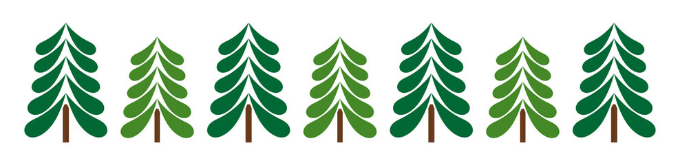 Wall Mural - christmas trees border divider. png illustration.