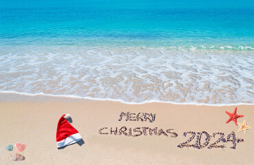 Wall Mural - Merry Christmas 2024 at the beach