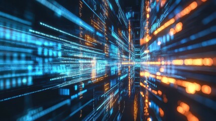 Leinwandbilder - Futuristic AI-Driven Data Stream Visualizing the Power of Big Data in the Digital Age Today