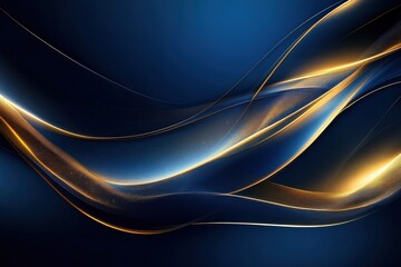 Wall Mural - A blue and gold wave pattern with a lot of detail