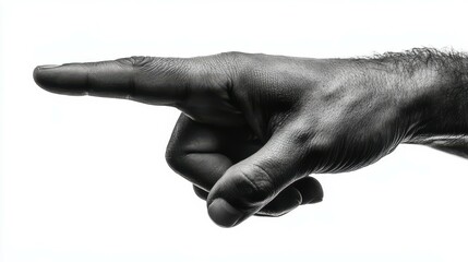 Poster - Hand pointing black isolated on white background