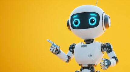 Poster - Positive cute robot pointing at a space.