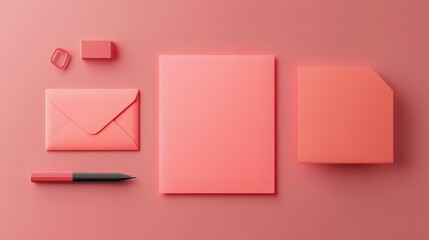 Poster - Stationery Flatlay Envelope And Card Mockup