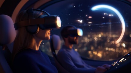 Poster - virtual reality experience transports users to a futuristic city at night with stunning visuals and 