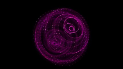 Poster - Abstract pink sphere on black background. Wireframe circle structure with glowing particles. Futuristic digital illustration. 3D rendering.