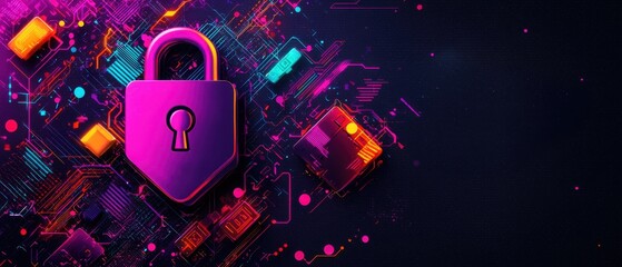 Poster - Colorful digital padlock symbolizing online security and data protection.