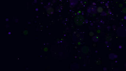 Poster - Abstract dust particles with blue light on dark background. Science backdrop with moving glittering dots. Flying particles with effect bokeh. 3d rendering.