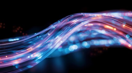 Poster - colorful light waves create vibrant patterns in dark space during a digital artwork display