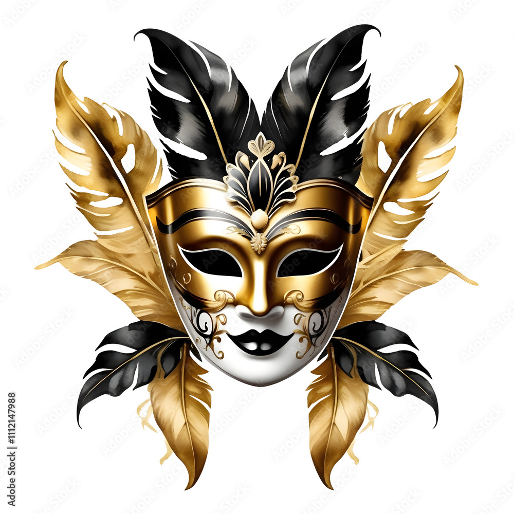 Golden carnival mask, A gold mask on a transparent background, The ...