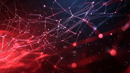 Poster - Complex network structure with dynamic lines and glowing dots in a dark space background