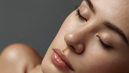 Wall Mural - close up portrait of a woman squinting_eyes_closed