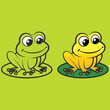 © Designer.Sujon - two frogs, one yellow and the other with the other on the green background.