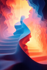 Poster - a close up of a fire with a bright orange and blue background
