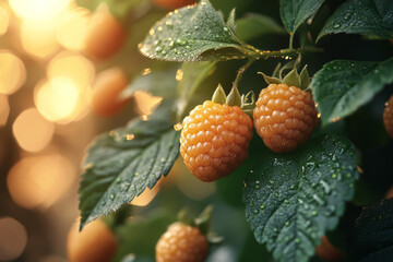 Poster - a bunch of ripe orange berries on a tree