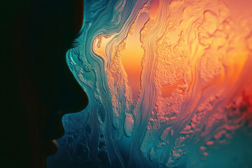 Aufkleber - a close up of a person ' s face with a blury background