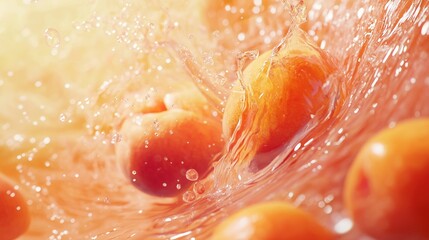 Canvas Print - Refreshing Apricot Splash in Clear Water