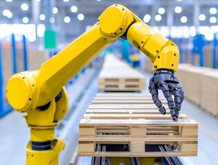 Poster - in the factory 4.0 model, a smart warehouse system for manufacturing utilizes an industrial robot.
