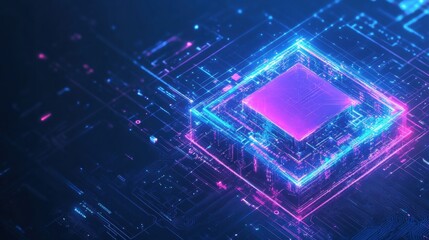 Leinwandbilder - A digital AI chip within an abstract tech brain on a dark blue background, showcasing advanced artificial intelligence. Generative AI