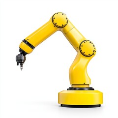 Poster - a robotic arm, rendered in 3d, isolated against a transparent backdrop.