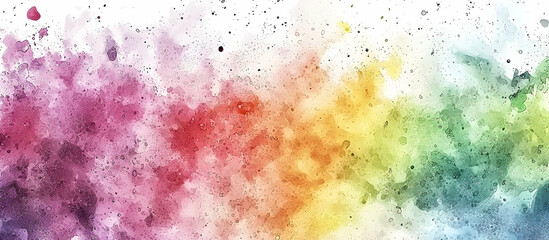 Poster - Abstract, colorful watercolor background with an ink splash effect and a rainbow color gradient.