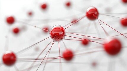 Abstract data graph visualised like a connected points modern creative 3d background red toned.