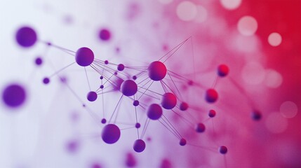 Abstract data graph visualised like a connected points modern creative 3d background violet and pink toned.