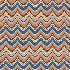 Poster - Seamless funky wavy chevron strip pattern. Optical effect or tribal ethnic geometry design. Dimensional folded wave effect. High quality illustration. Seamless repeat raster jpg pattern for print.