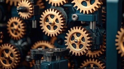 Poster - Close-up of intricate gears showcasing mechanical precision and design.