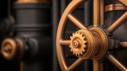 Poster - Close-up of a vintage gear and wheel mechanism on a machine.