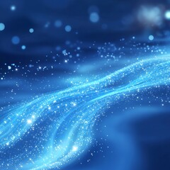 Poster - Abstract light lines of movement and speed with blue color and sparkles. Light everyday glowing effect. semicircular wave, light trail curve swirl, optical fiber incandescent png.
