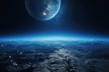 Wall Mural - outstanding blue earth seen from the moon surface