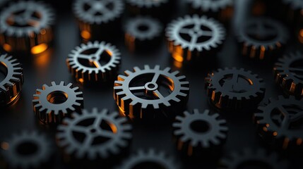 Poster - Collection of metallic gears showcasing intricate designs and mechanisms.