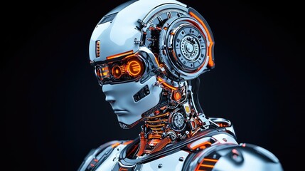 Aufkleber - Futuristic robotic design featuring intricate mechanics and luminous details.