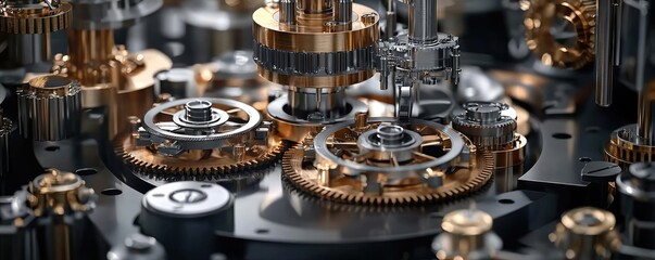 Poster - Close-up of intricate mechanical gears in a modern timepiece.
