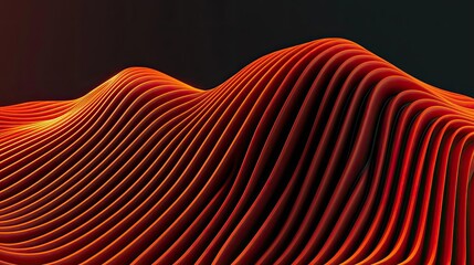 Aufkleber - Abstract wavy patterns in vibrant red and orange colors against a dark background.