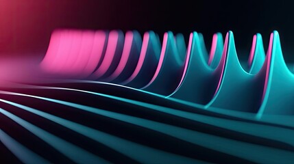 Poster - Abstract wave patterns in vibrant colors on a dark background.