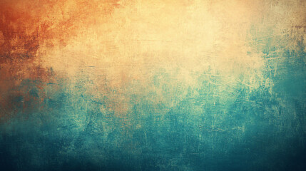 Poster - A textured surface featuring a blend of warm oranges and cool blues, creating an abstract background with a weathered look, suitable for artistic projects and visual design.