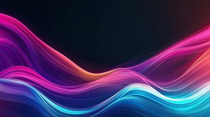 Poster - Colorful waves with vibrant hues on a dark background, creating an abstract theme.