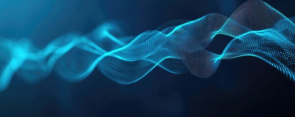 Aufkleber - Abstract blue wave pattern on a dark background.