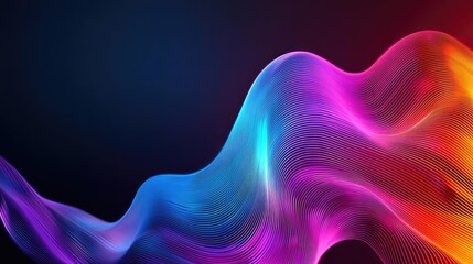 Poster - Colorful flowing abstract waves, energetic design on dark background.
